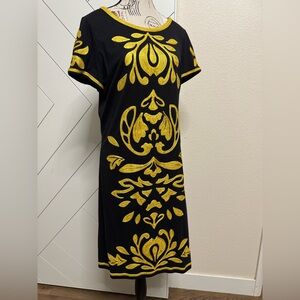 INC International Concepts Black Dress with Gold Patterns